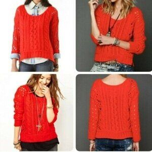 Free People Sweater Womens Size XS Red Wool Blend Scoop Neck Pullover Top NWOT